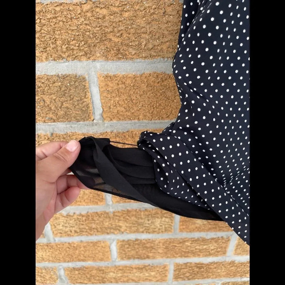 THEORY Polka Dot Long-Sleeve Mini Crepe Dress size 12 - Picture 7 of 13